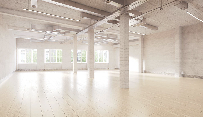 Open plan CGI of a typical studio